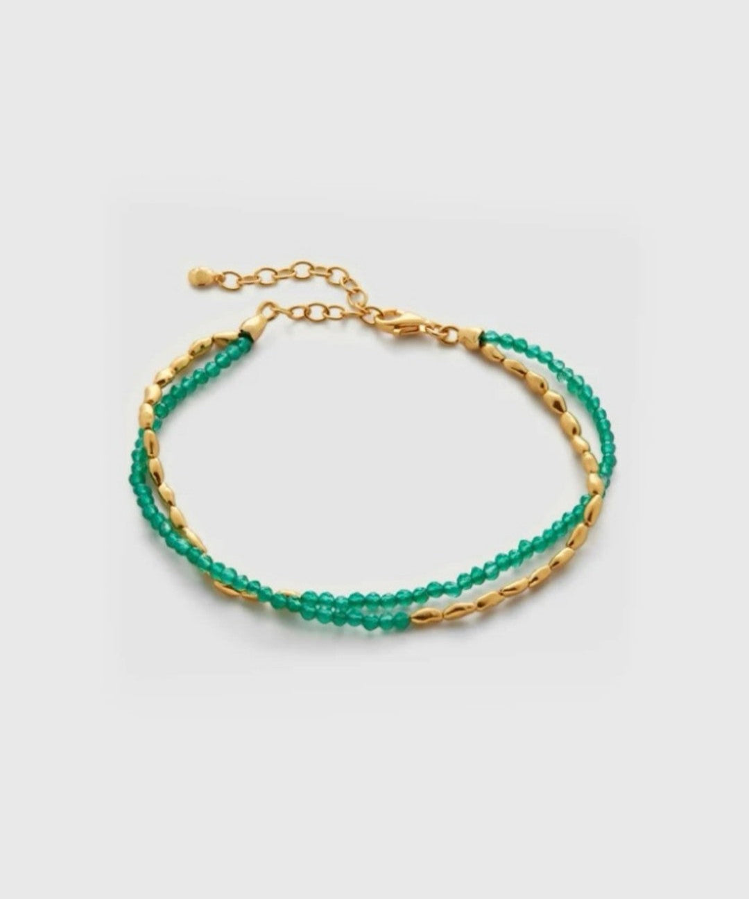 Mini Golden Rice Green Agate Double Beaded Bracelet gembea jewelry