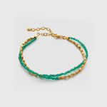 Mini Golden Rice Green Agate Double Beaded Bracelet gembea jewelry