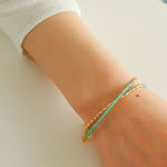 Mini Golden Rice Green Agate Double Beaded Bracelet gembea jewelry