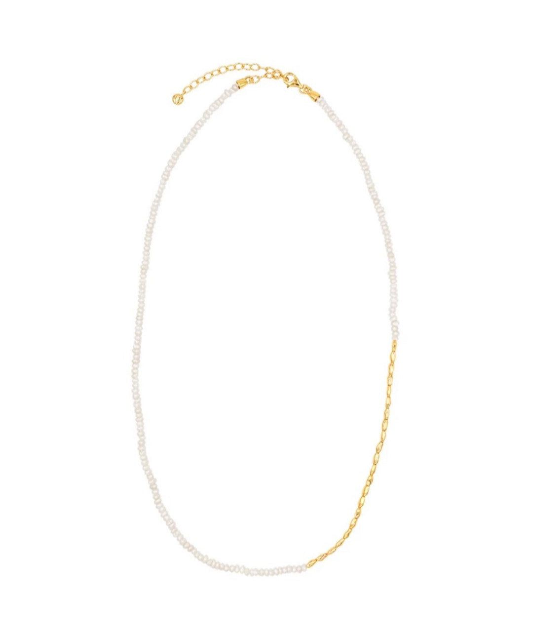 Mini Golden Rice Pearl Beaded Choker Necklace gembea jewelry