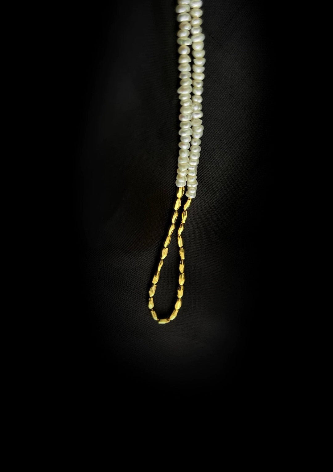 Mini Golden Rice Pearl Beaded Choker Necklace gembea jewelry