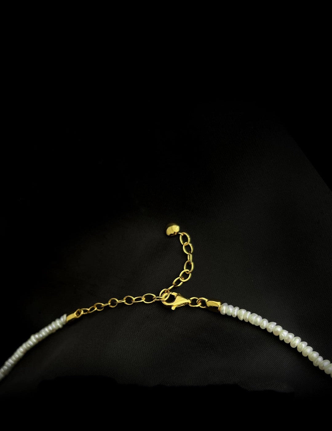 Mini Golden Rice Pearl Beaded Choker Necklace gembea jewelry