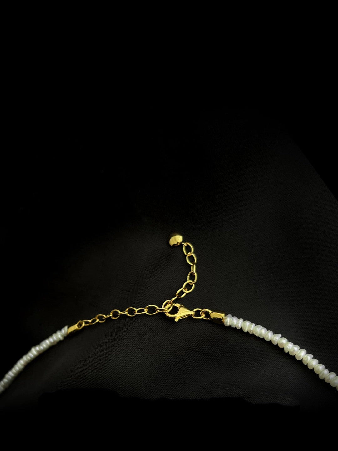 Mini Golden Rice Pearl Beaded Choker Necklace gembea jewelry