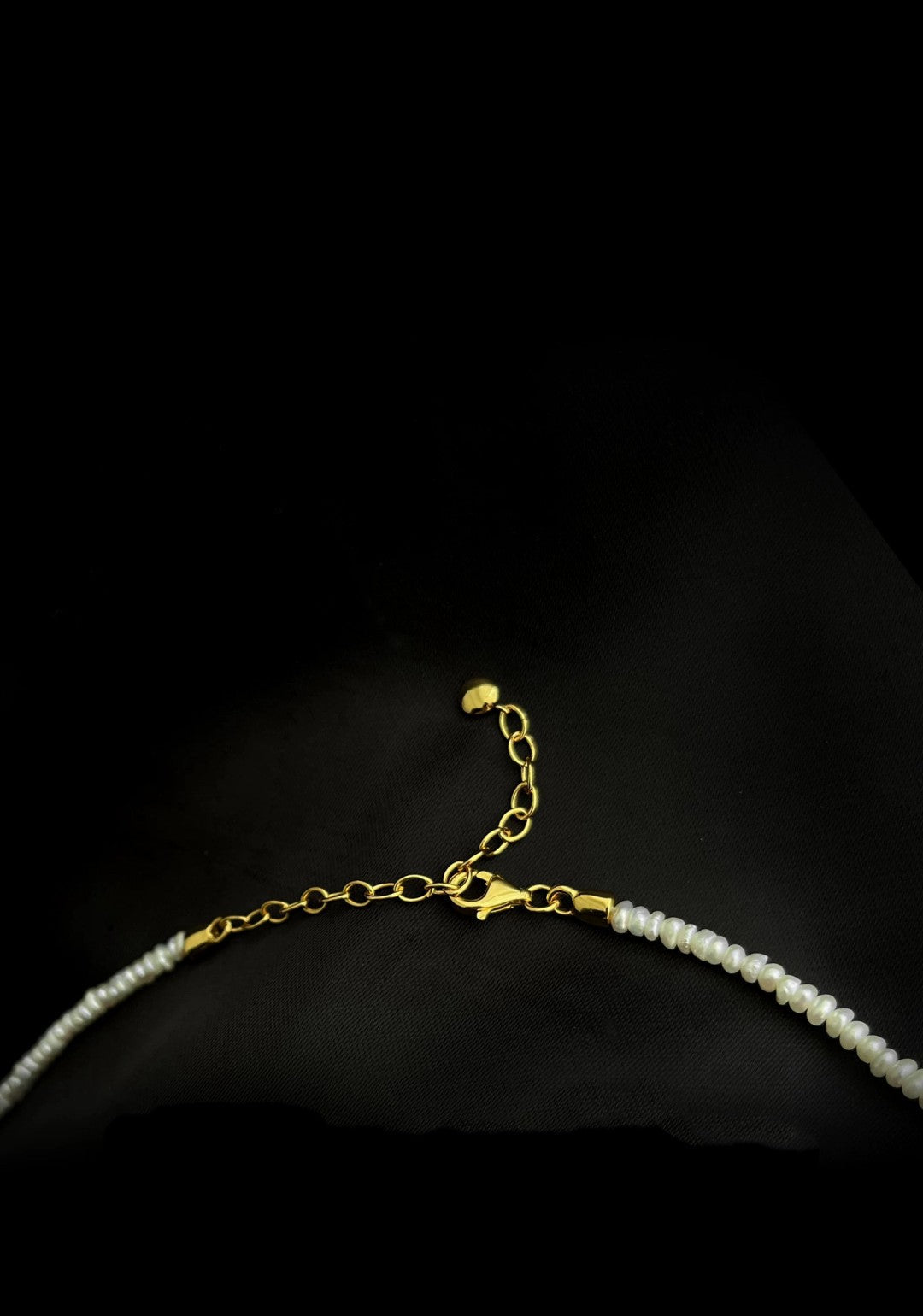 Mini Golden Rice Pearl Beaded Choker Necklace gembea jewelry