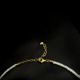 Mini Golden Rice Pearl Beaded Choker Necklace gembea jewelry