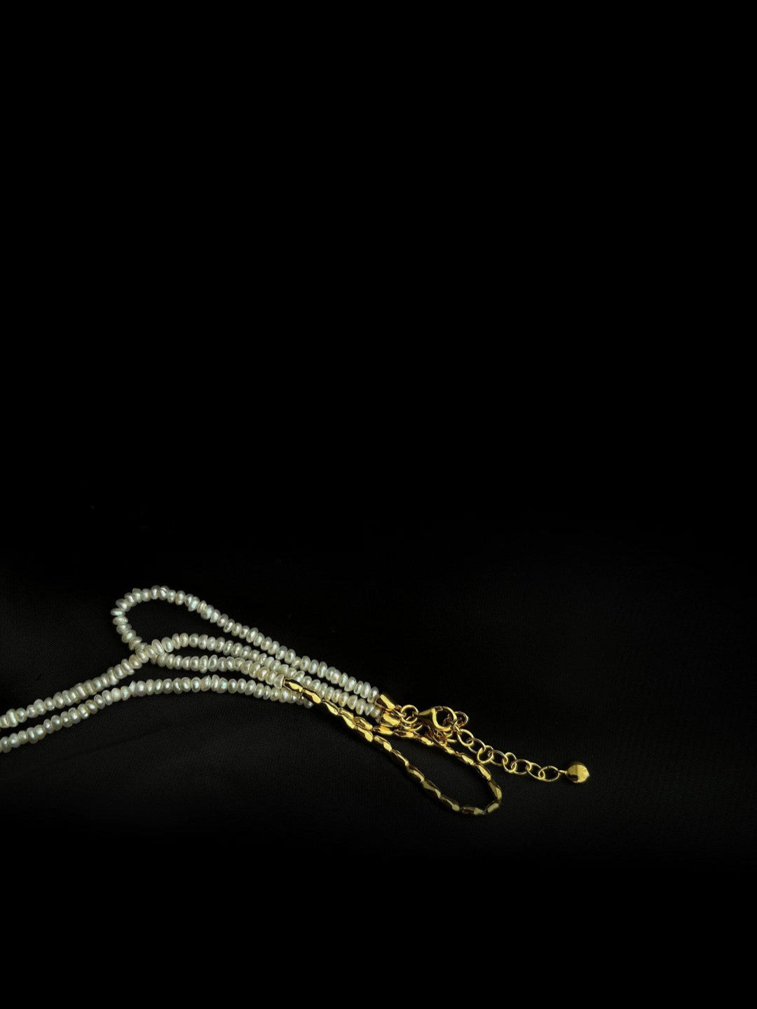 Mini Golden Rice Pearl Beaded Choker Necklace gembea jewelry