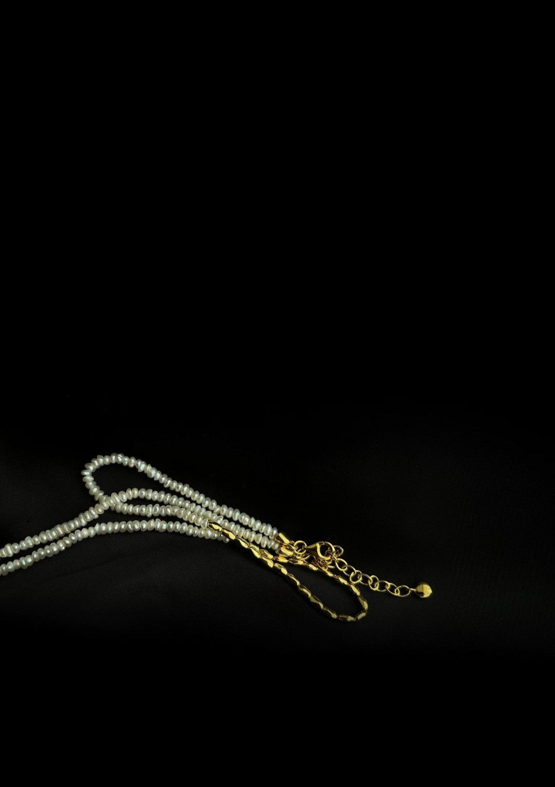 Mini Golden Rice Pearl Beaded Choker Necklace gembea jewelry