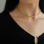 Mini Golden Rice Pearl Beaded Choker Necklace gembea jewelry