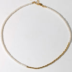 Mini Golden Rice Pearl Beaded Choker Necklace gembea jewelry