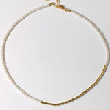 Mini Golden Rice Pearl Beaded Choker Necklace gembea jewelry
