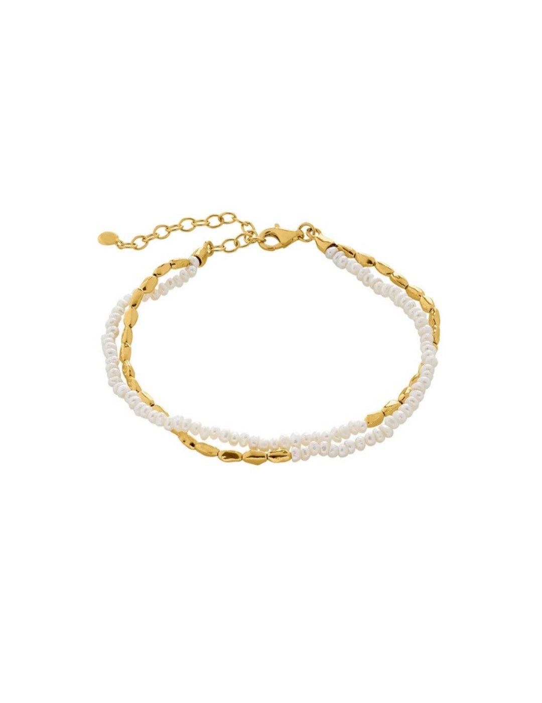 Mini Golden Rice Pearl Doubel Beaded Bracelet gembea jewelry