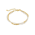 Mini Golden Rice Pearl Doubel Beaded Bracelet gembea jewelry