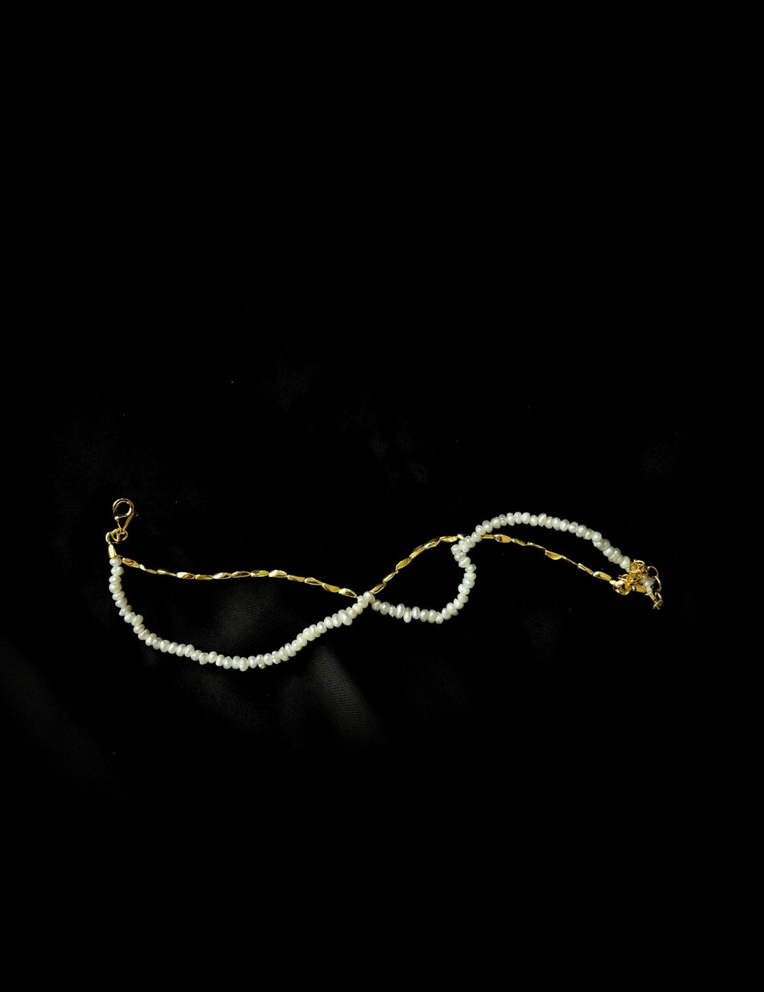 Mini Golden Rice Pearl Doubel Beaded Bracelet gembea jewelry