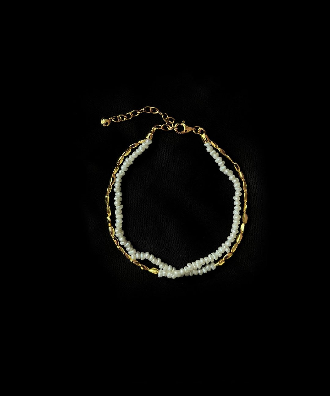 Mini Golden Rice Pearl Doubel Beaded Bracelet gembea jewelry
