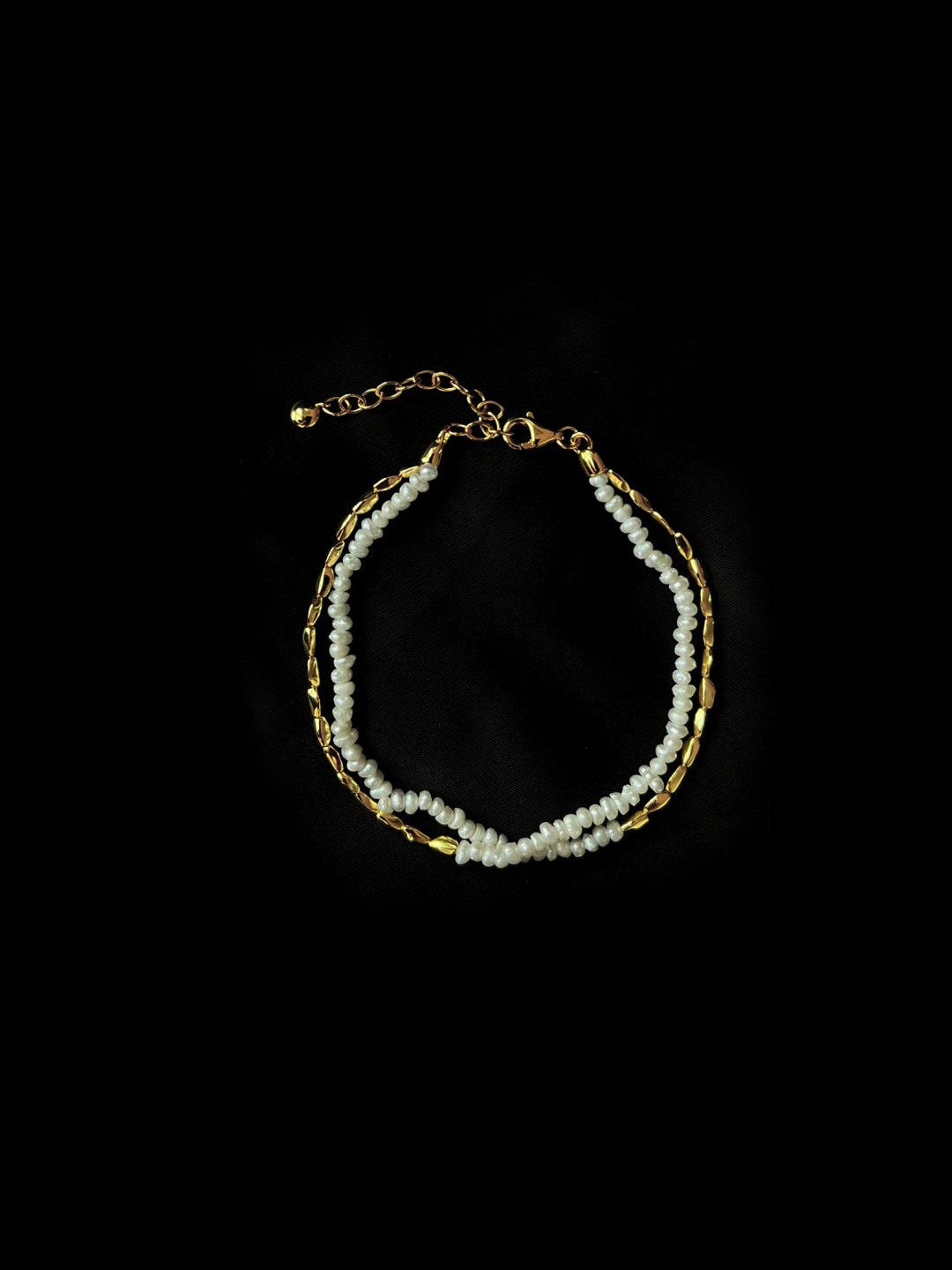 Mini Golden Rice Pearl Doubel Beaded Bracelet gembea jewelry