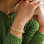 Mini Golden Rice Pearl Doubel Beaded Bracelet gembea jewelry