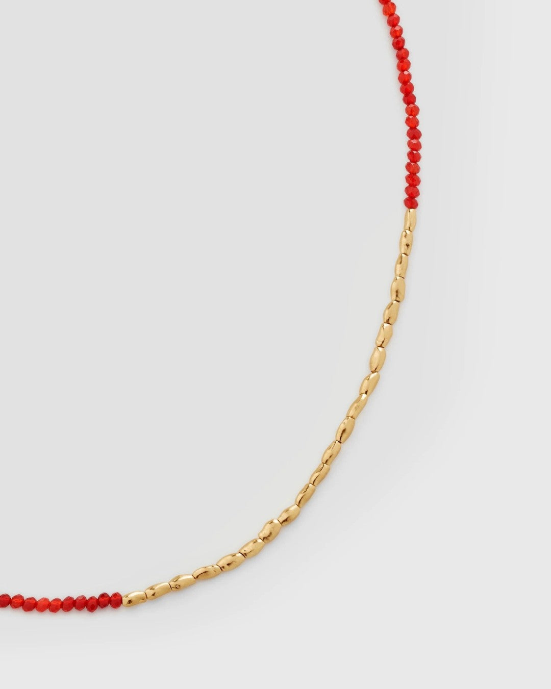 Mini Golden Rice Red Spinel Beaded Choker Necklace gembea jewelry