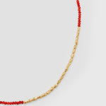 Mini Golden Rice Red Spinel Beaded Choker Necklace gembea jewelry
