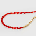Mini Golden Rice Red Spinel Beaded Choker Necklace gembea jewelry