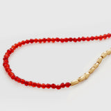 Mini Golden Rice Red Spinel Beaded Choker Necklace gembea jewelry