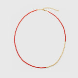 Mini Golden Rice Red Spinel Beaded Choker Necklace gembea jewelry