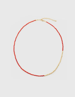 Mini Golden Rice Red Spinel Beaded Choker Necklace gembea jewelry