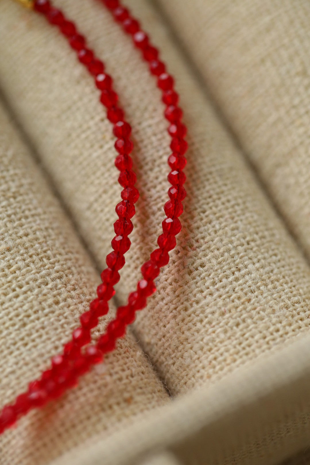 Mini Golden Rice Red Spinel Beaded Choker Necklace gembea jewelry