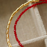 Mini Golden Rice Red Spinel Beaded Choker Necklace gembea jewelry