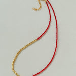 Mini Golden Rice Red Spinel Beaded Choker Necklace gembea jewelry