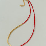 Mini Golden Rice Red Spinel Beaded Choker Necklace gembea jewelry