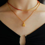 Mini Golden Rice Red Spinel Beaded Choker Necklace gembea jewelry