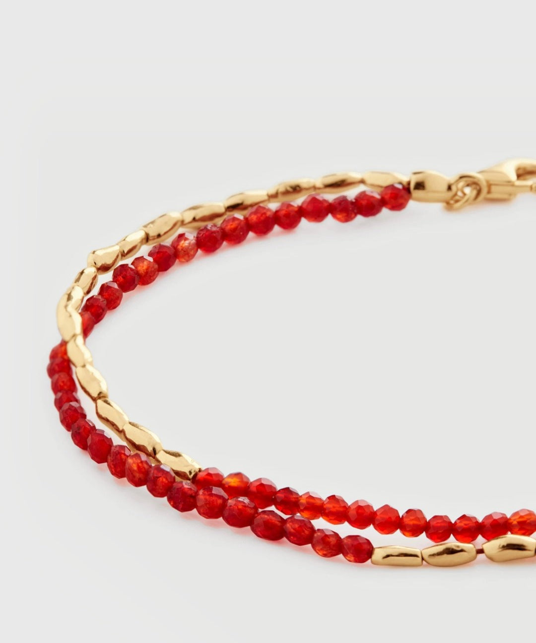 Mini Golden Rice Red Spinel Double Beaded Bracelet gembea jewelry
