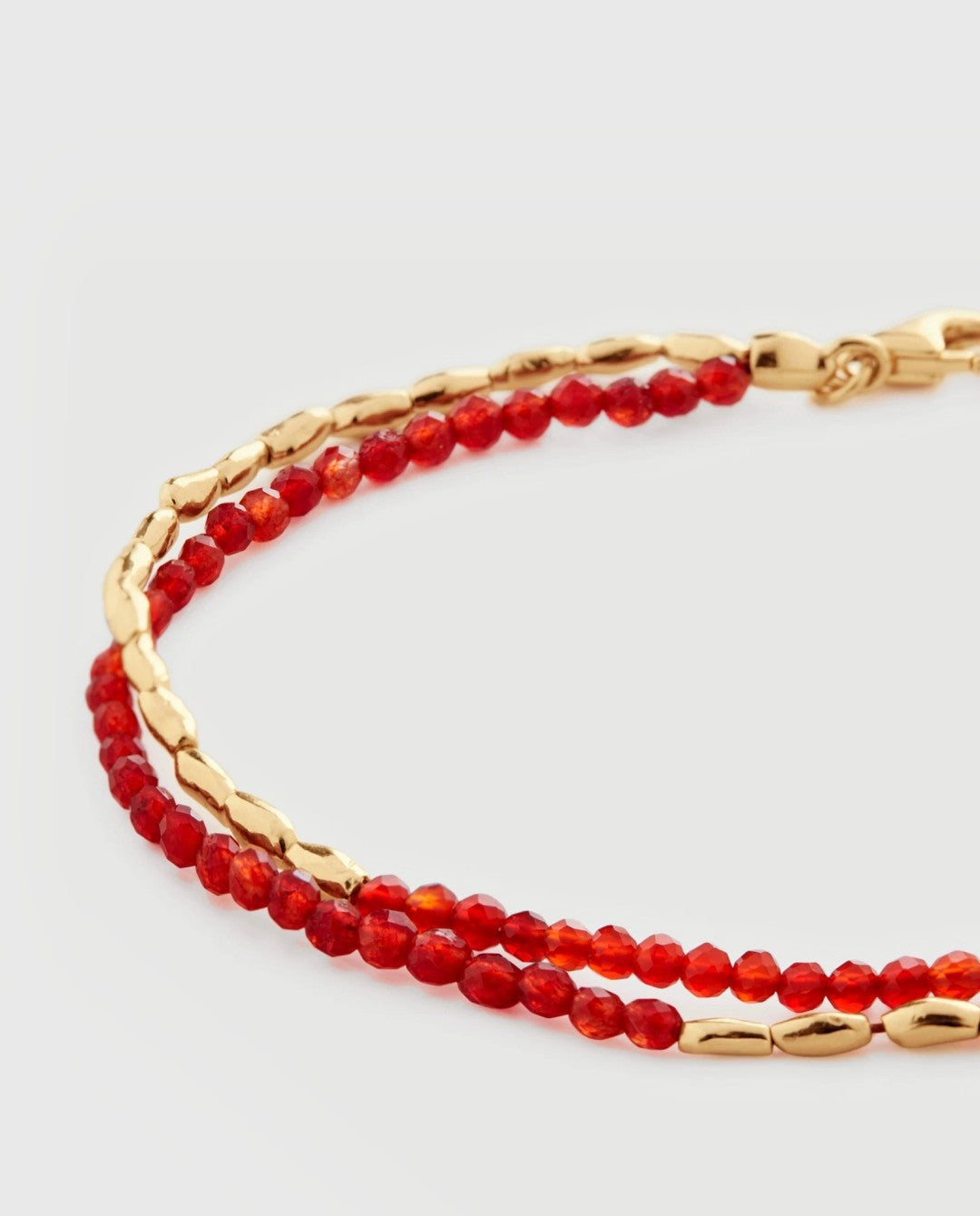 Mini Golden Rice Red Spinel Double Beaded Bracelet gembea jewelry