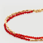 Mini Golden Rice Red Spinel Double Beaded Bracelet gembea jewelry