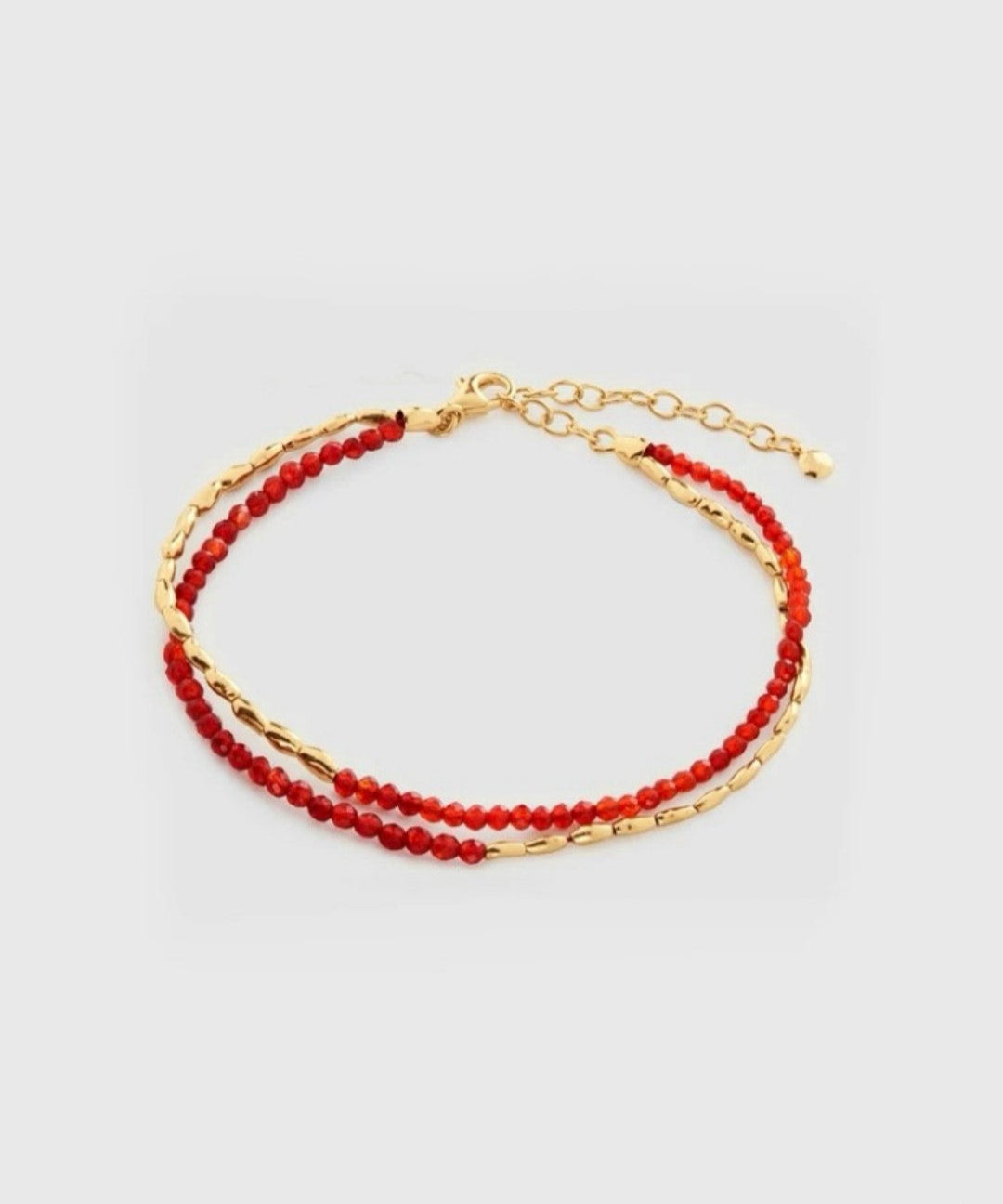 Mini Golden Rice Red Spinel Double Beaded Bracelet gembea jewelry