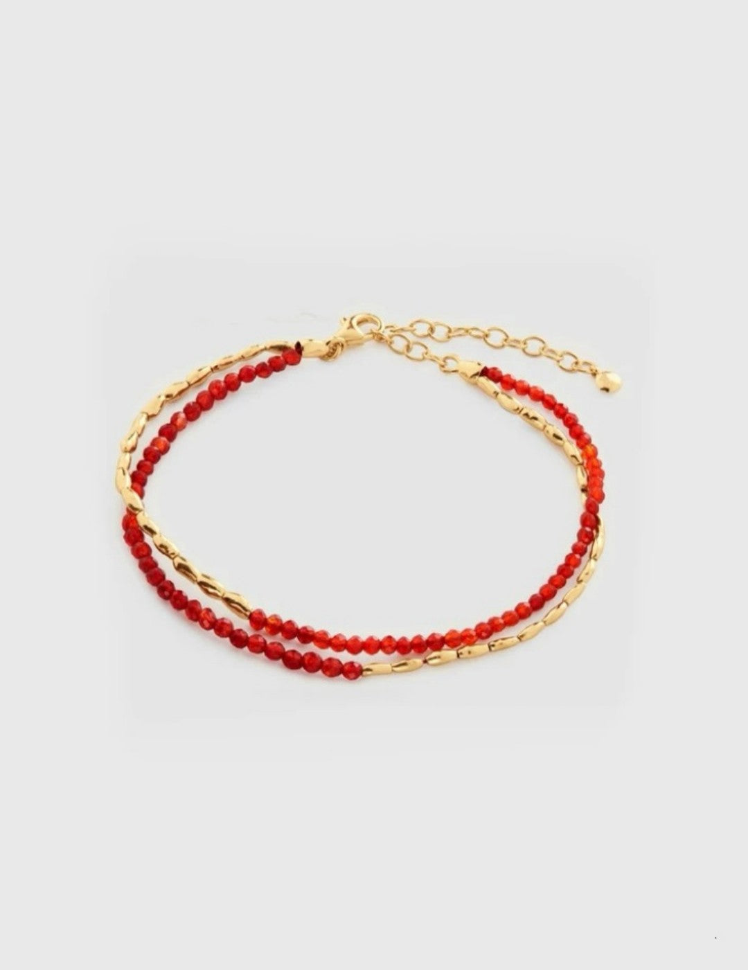 Mini Golden Rice Red Spinel Double Beaded Bracelet gembea jewelry