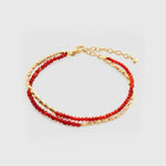 Mini Golden Rice Red Spinel Double Beaded Bracelet gembea jewelry