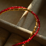 Mini Golden Rice Red Spinel Double Beaded Bracelet gembea jewelry