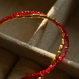 Mini Golden Rice Red Spinel Double Beaded Bracelet gembea jewelry
