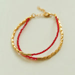 Mini Golden Rice Red Spinel Double Beaded Bracelet gembea jewelry