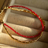 Mini Golden Rice Red Spinel Double Beaded Bracelet gembea jewelry