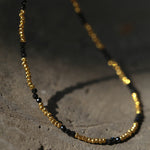 Mini Black Crystal Golden Bean Beaded Necklace gembea jewelry