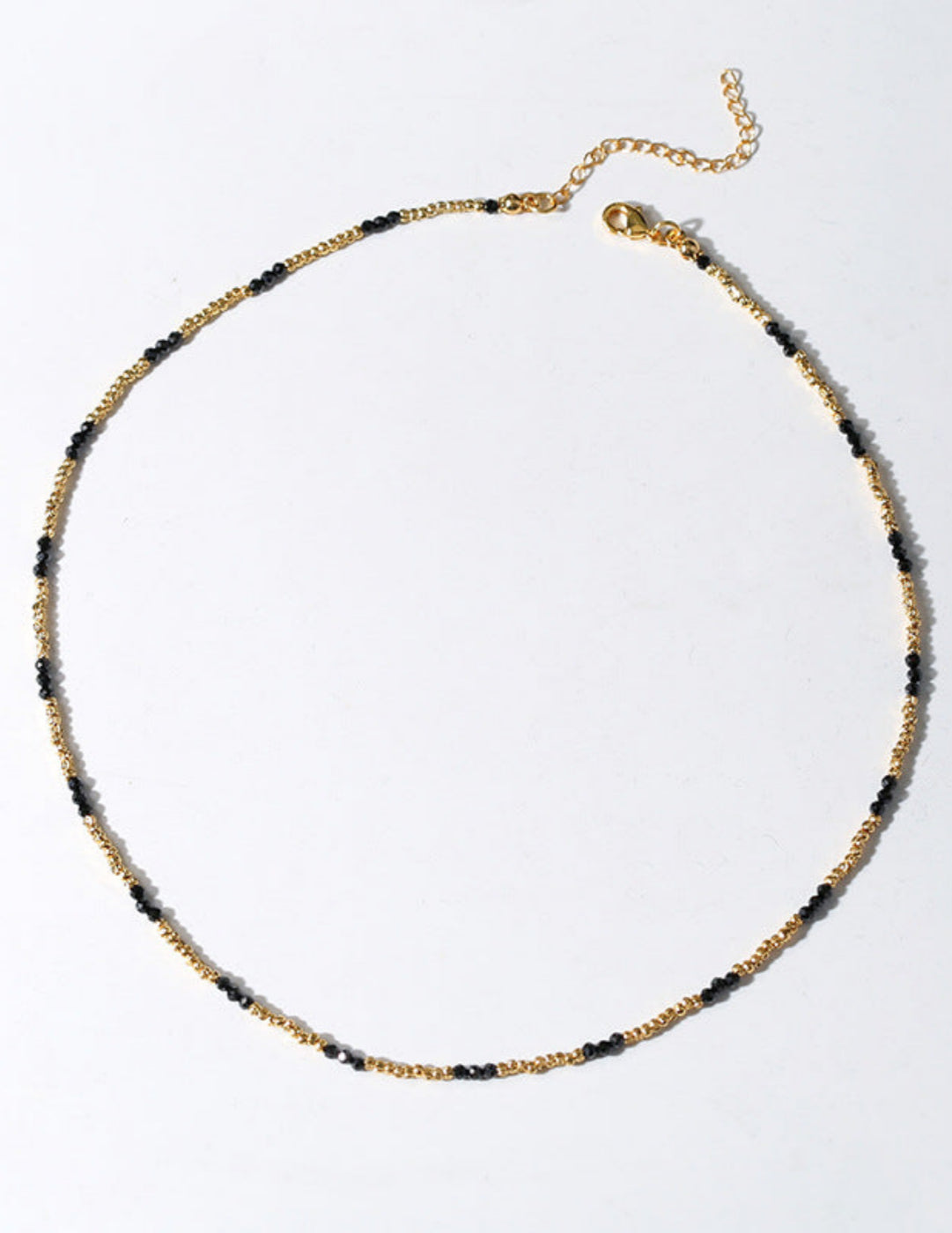 Mini Black Crystal Golden Bean Beaded Necklace gembea jewelry
