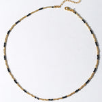 Mini Black Crystal Golden Bean Beaded Necklace gembea jewelry