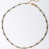 Mini Black Crystal Golden Bean Beaded Necklace gembea jewelry