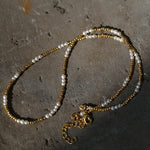 Mini Freshwater Pearl Golden Bean Beaded Necklace Gembea jewelry