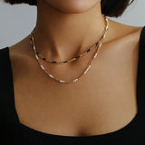Mini Freshwater Pearl Golden Bean Beaded Necklace Gembea jewelry