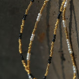Mini Freshwater Pearl Golden Bean Beaded Necklace Gembea jewelry