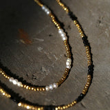 Mini Freshwater Pearl Golden Bean Beaded Necklace Gembea jewelry
