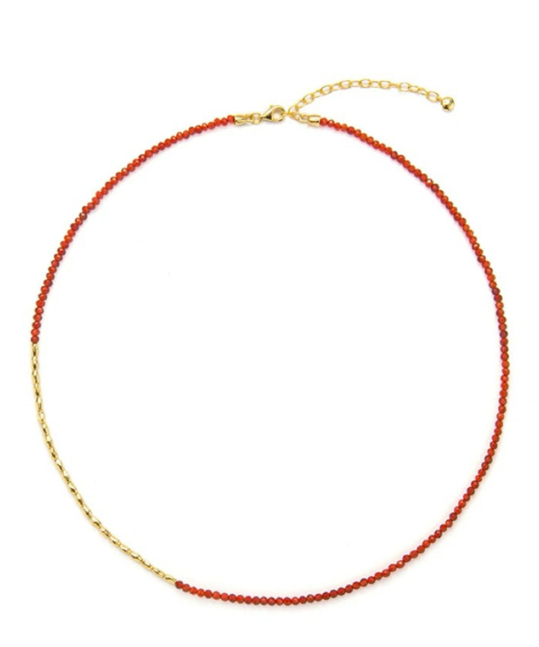 Mini Golden Rice Red Spinel Beaded Choker Necklace gembea jewelry
